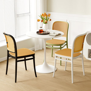 Silla <span class=keywords><strong>de</strong></span> Comedor Apilable <span class=keywords><strong>de</strong></span> Plástico Estilo Nórdico para el Hogar, Respaldo Grueso, Imitación <span class=keywords><strong>de</strong></span> Mimbre Tejido, para Patio Exterior, Restaurante - Product Image 5