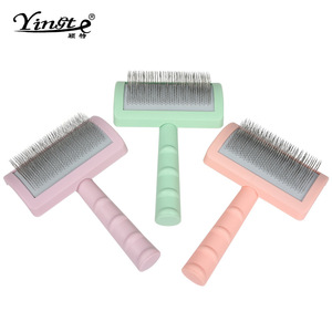 Yinste <b>Pet</b> Grooming Comb Long Pin For Medium Long Hair Dogs Cats Hair Removal Detangling <b>Brush</b> Plastic Handle - Product Image 4