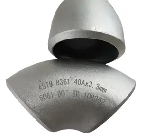 Codo de tubo de extrusión de aluminio para soldadura a tope 6061 6063 6082 "sch40 codo de perfil de aluminio de 90 grados