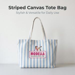 Bolsa de Mano de Lona con Parches Azules y Blancos, Gran Capacidad, Impresión Personalizada, Informal, Plegable, Reutilizable, Resistente, para Compras - Product Image 1