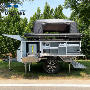 ONLYWE Prix Abordable <span class=keywords><strong>Remorque</strong></span> de Camping Légère Petite <span class=keywords><strong>Caravane</strong></span> avec Auvent et Tente <span class=keywords><strong>Pliante</strong></span> - Product Image 2