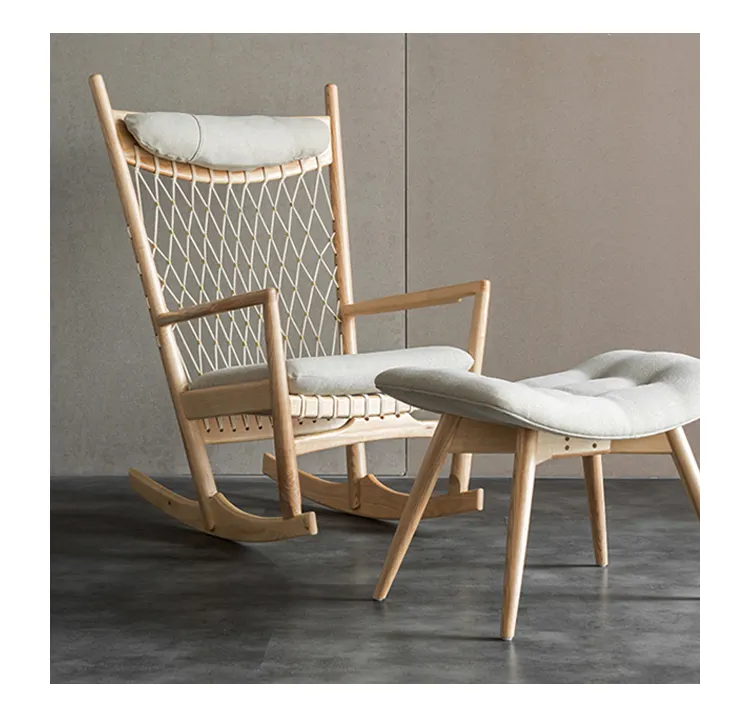 Danimarka tasarım eğlence sallanan sandalye yapılan katı kül ahşap oturma odası mobilya