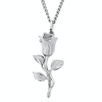 Collier à pendentif personnalisé en acier inoxydable plaqué or 18 carats avec fleur de rose pour hommes