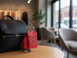 พวงกุญแจซองแดงทรงกลมประดับเพชร สไตล์หวาน ผ้าเนื้อนุ่ม รุ่น MT24010 - Product Image 2