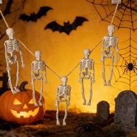 Ensemble de Décorations Squelette d'Halloween Mini Squelettes Entiers Suspendus Ornements Os de Mains en Plastique Accessoires BS067