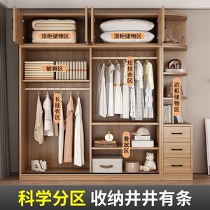 <b>Sliding</b> Door Wardrobe All Solid Wood Large Storage Bedroom Furniture For Home Rental <b>Small</b> Apartments Children - Product Image 3