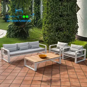 Hot Sale Aluminium Outdoor Sofa Terbaru Rekreasi Sofa Taman Set Fashion Hotel Aluminium Perabot Luar Ruang (32177)