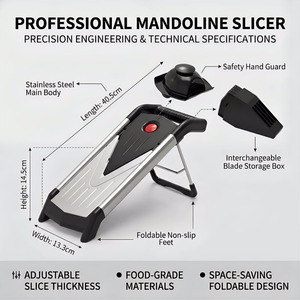 <span class=keywords><strong>Mandoline</strong></span> Trancheuse Dicer Coupe-légumes réglable Hachoir à oignons Trancheuse à pommes de terre Trancheuse à légumes en acier inoxydable - Product Image 5