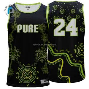 PURE Custom Sublimation AU Traditional Pattern Aboriginal Touch Football Singlets Team Touch Football Uniform Vest Rugby Singlet