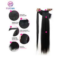 Populaire 140g 34 pouces Possédant Natural Grace Long Style Wrap Around Yaki Fiber Synthétique Ponytails pour les femmes