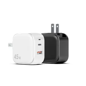 GaN pengisi daya USB Tipe C 45W, pengisi daya dinding cepat untuk iPhone Samsung S23 S21 Tablet Laptop