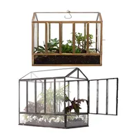 Panneau de table d'intérieur en verre fait à la main, avec fausses plantes, pour Terrarium, plantes