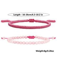 Bracelet tressé perlé en pierre, fait main, nœud Vajra tibétain, combinaison de perles de quartz rose, cadeau en jade – Meilleure vente