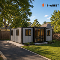 Maison conteneur extensible BlocNEST, bungalow préfabriqué modulaire avec aménagement flexible pour la vie de famille et les vacances
