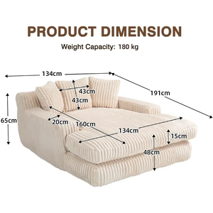 Oversized Chaise Lounge Chair Comfy Plush Cloud Couch Modern <b>Sleeper</b> Chair Corduroy Loveseat Vacuum Compression Set - Product Image 3