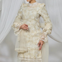 2025 Raya nouvelle dernière conception Eid fleur impression malaisie Baju Kurung avec Hijab musulman femmes robes modeste ensemble vêtements