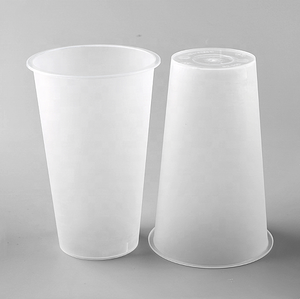 Wholesale OEM 16oz 24oz Frosted PP Hard Plastic Custom Logo Disposable Smoothie Beverage Drink Bubble Milk Tea Cup With Lid