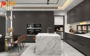 Meubles de cuisine modulaires haut de gamme, finition laquée mate, acrylique, comprenant robinet, évier, charnières, stratifié imitation marbre, mat, garantie 5 ans - Product Image 5