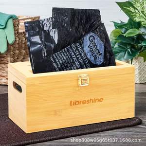 Boîte à sacs poubelle en bois Libreshine, rectangulaire, en bois massif, avec couvercle, organiseur de cuisine pour le rangement des sacs en plastique - Product Image 1