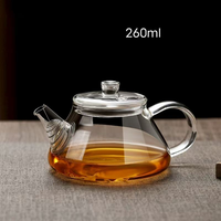 Vente en gros d'usine, mini service à thé en verre borosilicate de 260 ml, design classique, théière à filtre unique pour le bureau