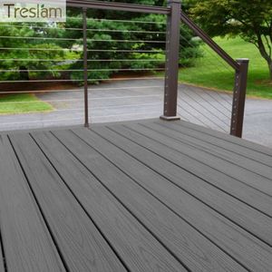 Treslam <span class=keywords><strong>madera</strong></span> al aire libre plástico reciclado agujero redondo compuesto Wpc cubierta Co-extrusión piso al aire libre jardín cubierta de piso - Product Image 3