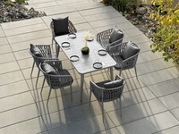 Ensemble de table et de chaises de jardin en aluminium de haute qualité, fabriqué directement en usine, pour l'extérieur, le patio, avec des cordes