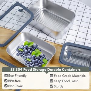 Japanese Bento <b>Box</b> With Leakproof Stackable Design 304 Stainless Steel and Glass Cover for Food Storage - Product Image 3