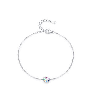 新流行色ジルコンブレスレットS925スターリングシルバー調整可能シンプルリンクチェーンブレスレット女性用 - Product Image 1