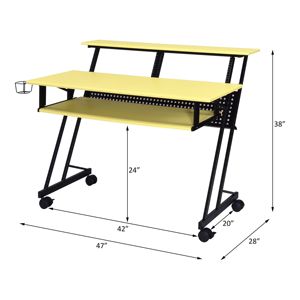 Escritorio de estudio DB en acabado amarillo y negro para grabación de música y uso en computadora - Product Image 2