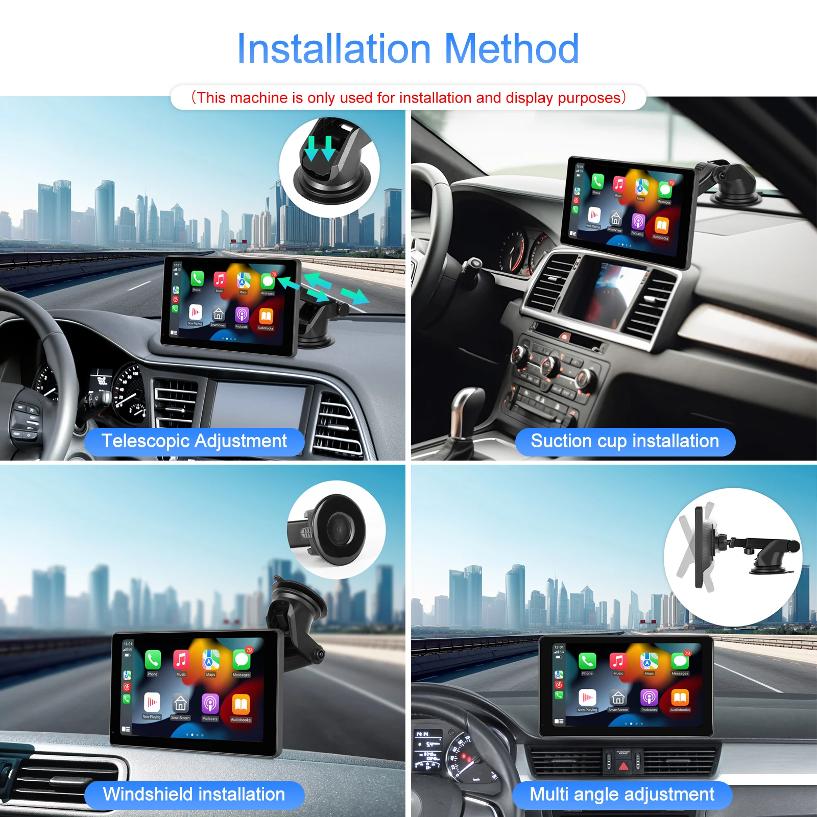 Universal Car Phone Holder CarPlay Multimedia Video Player Bracket - ABS Suction Cup Mount