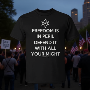 T-shirt Freedom Is In Peril noir pour hommes, grande taille, col rond, manches courtes, vêtements promotionnels - Product Image 3