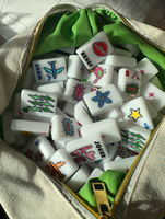 Set Mahjong Amerika Mewah Ukuran Besar Desain Lipat Gaya Pop Art Cerah Ubin Akrilik Tahan Lama untuk Hiburan dan Kolektor