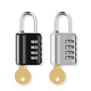 锌合金4位数字密码锁带钥匙双通道管理密码钥匙挂锁行李箱锁