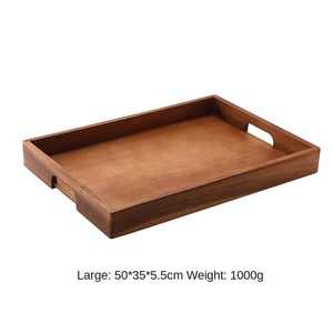 Vente en gros Plateau en bois d'acacia pour restaurant Assiette carrée épaissie pour thé BBQ Gâteau Snacks Maison Salle à manger Plateau en bois à motifs - Product Image 4