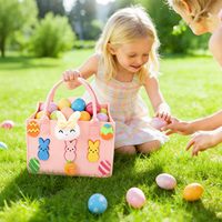 Sacs et paniers en feutre de Pâques de grande taille avec poignées, réutilisables, pour cadeaux de Pâques, sacs fourre-tout en feutre pour enfants, pour la chasse aux œufs et aux bonbons