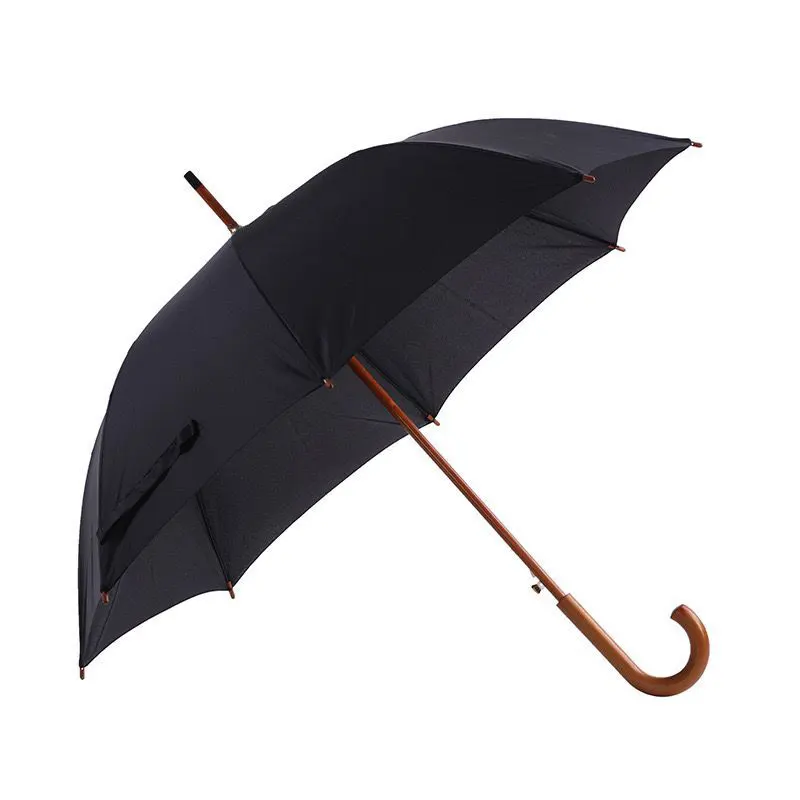 Umbrella Factory Großhandel J Holzgriff Gerade Sticks Holz schirm Benutzer definierter automatischer Regenschirm mit Holzgriff