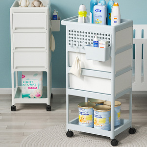 YBJ3212 Estante <span class=keywords><strong>de</strong></span> Almacenamiento <span class=keywords><strong>de</strong></span> <span class=keywords><strong>Productos</strong></span> para Bebés <span class=keywords><strong>de</strong></span> Plástico, Carrito Móvil Moderno <span class=keywords><strong>de</strong></span> Cuatro Niveles, Diseño Antipolvo, Uso en Sala <span class=keywords><strong>de</strong></span> Estar, Almacenamiento <span class=keywords><strong>de</strong></span> Latas <span class=keywords><strong>de</strong></span> Leche en Polvo - Product Image 1