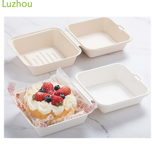 Mede in China Bento 100% Biodegradable Disposable Sugarcane Bagasse Takeaway Burger Lunch Box