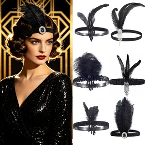 Nueva Diadema de Plumas y Diamantes de Imitación Estilo Gatsby de los Años 20 para Mujer, Banda para el Cabello con Borlas Vintage, Accesorio para Disfraz de Fiesta de los Años 20 - Product Image 1