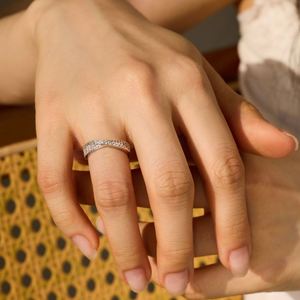 Dylam Stylish Fine Jewelry 925 Sterling <b>Silver</b> Rhodium Plated <b>Eternity</b> Band 5A Zirconia Interlock Geometric Women Jewelry <b>Rings</b> - Product Image 5