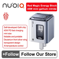 Bloc d'énergie Red Magic Deuterium 45W mini GaN PD, charge rapide, pliable et portable, design transparent, contrôle de la température par IA