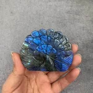 Pedra preciosa polida de cristal natural, pedra preciosa azul aura labradorite peacck fengshui, cristais reiki, pedras de cura de troféter