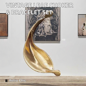 قلادة طوق جديدة بتصميم عتيق مطلية بالذهب ذات ملمس معدني على شكل ورقة شجر قابلة للفتح، إكسسوار شخصي مبالغ فيه للنساء - Product Image 2