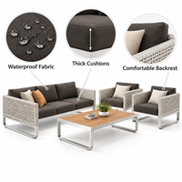 Outdoor-Möbelset 4-teilig, Aluminium-Sofa mit Couchtisch für Garten, Terrasse und Resort