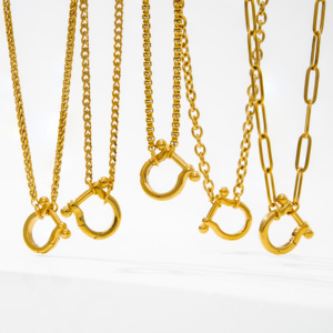 <span class=keywords><strong>Collana</strong></span> YF7099 in Acciaio Inossidabile con Catena a Graffetta e Chiusura a Moschettone a Molla Placcata Oro 18K PVD per Abbinamento con Ciondoli - Product Image 1