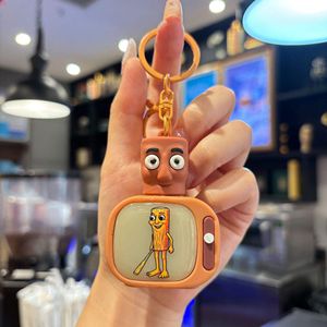 QQ New Arrival Cartoon Rubber Wooden Stick Figure Keychain Bag Pendant with LED Light Wholesale Rubber Keychains Key Ring - Product Image 1