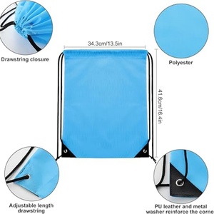 Bolsa de Gimnasio Personalizada de Alta Calidad con Logotipo, Mochila Deportiva de Poliéster Impermeable para Fitness, Bolsa con Cordón para Empaque Promocional - Product Image 3