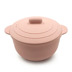 bowl de silicona bebe Round Food Silicone Suction Bowls Collapsible Silicone Baby Bowl with Lid