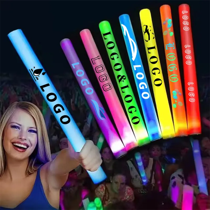 Vara de esponja colorida brilhante para concerto, bastão de espuma de neon para festas, bastão de espuma colorido com luz LED para brincadeiras, Nicro