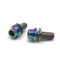 Baut Kepala Runcing dengan Washer untuk Sepeda, Kustomisasi M5/M6 Metrik 5/16, Paduan Titanium Oksida Hitam